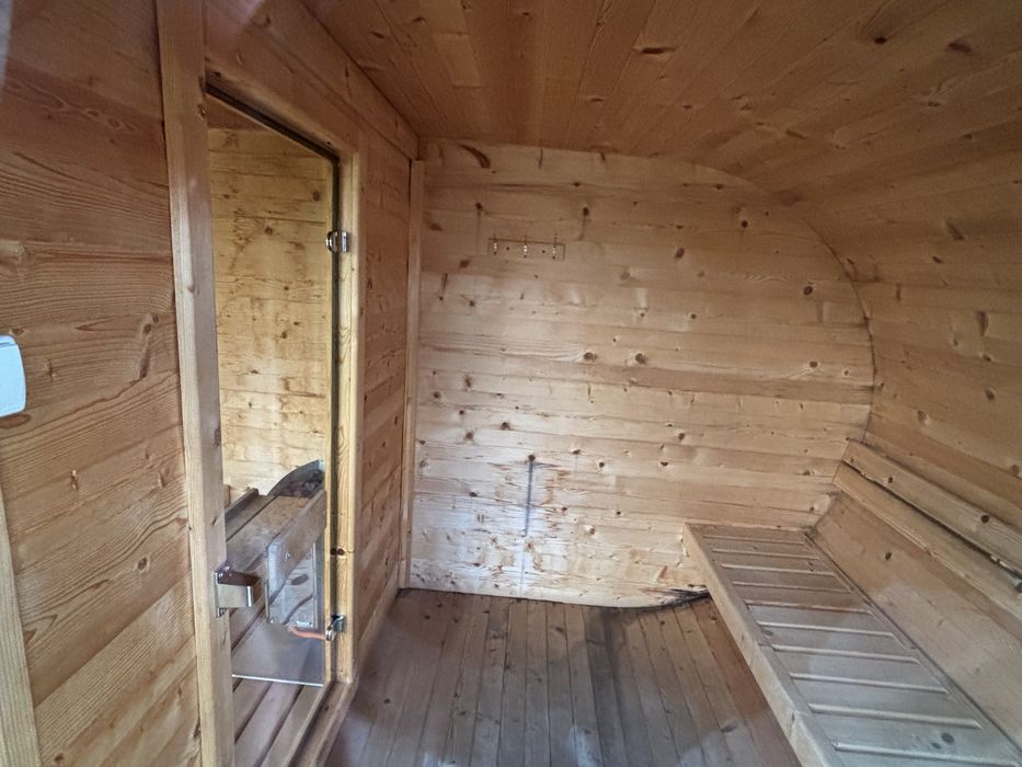 Sauna PANORAMA 6-8 osobowa piec elektryczny harvia , przedsionek LIFE POLSKA