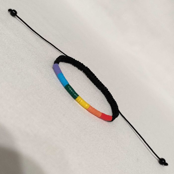 B335 Bransoletka Tęcza tęczowa makrama pleciona Handmade Rękodzieło