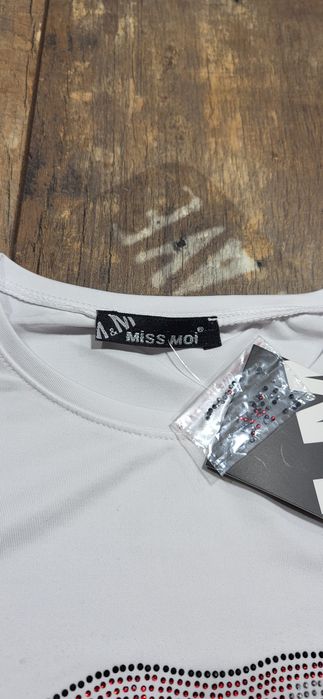 Miss Moi rewelacyjne body białe bawełna cyrkonie usta S M