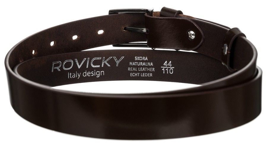 wąski pasek męski z polerowanej skóry naturalnej licowej - rovicky 110