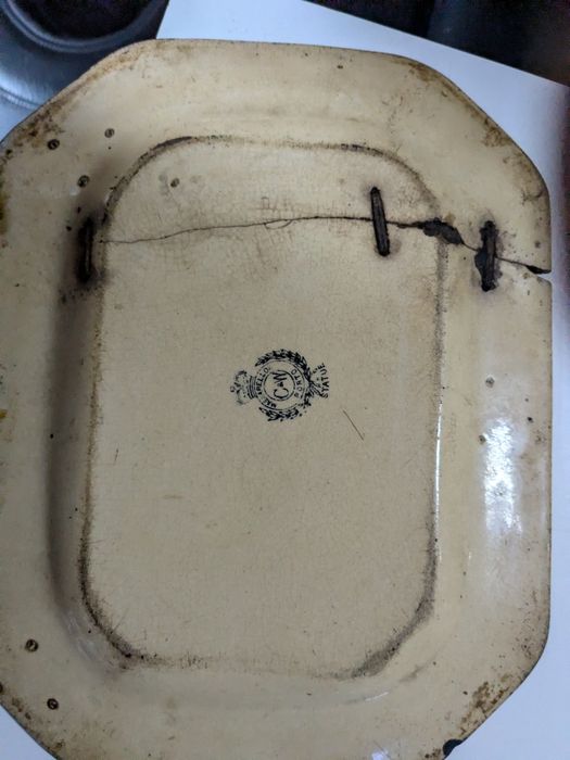 Rectangular Platter Massarelos with Ruffled Edges and Crackle Finish514477215166638081