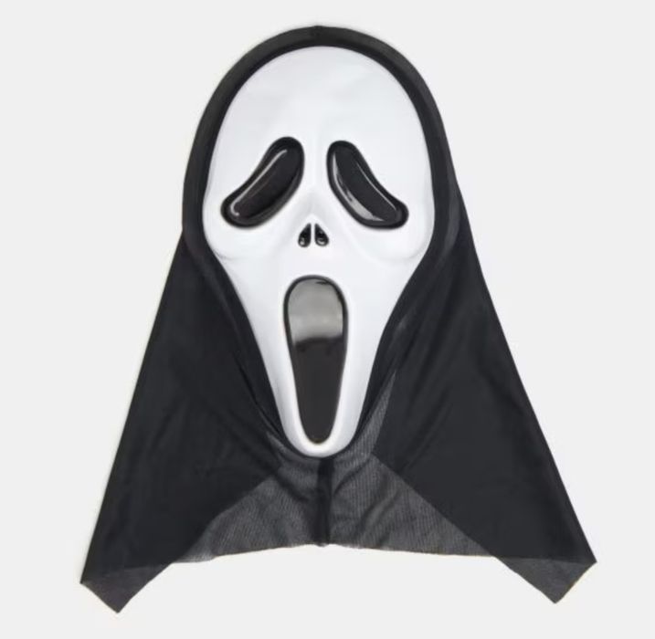 HALLOWEEN nowa straszna maska przebranie kostium klasyk Krzyk z kapturem
