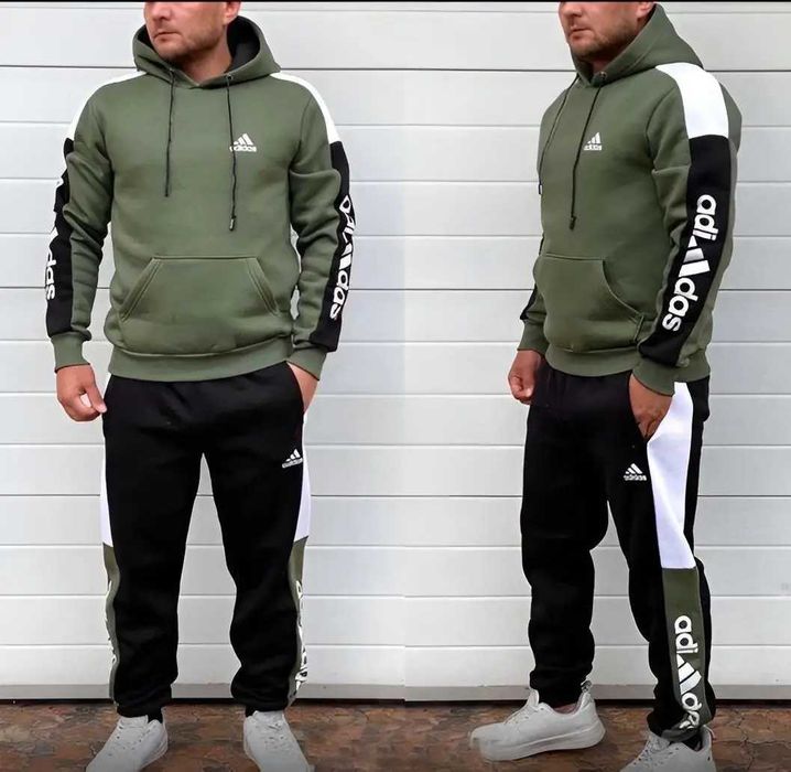 Спортивный костюм мужской на флисе Adidas зимний кофта штаны адидас