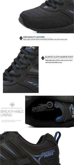 Кросівки Кроссовки мужские Bona 44 оригинал кожа КАЧЕСТВО черные НОВЫЕ