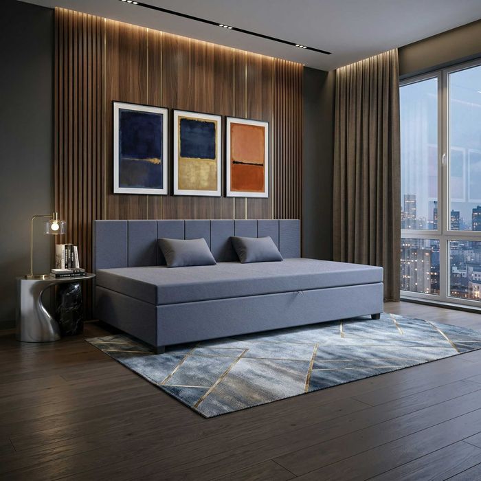 Tapczan Sorano z pojemnikiem nowoczesne łóżko młodzieżowe z oparciem