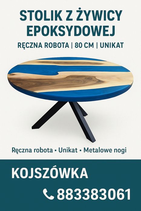 Stół z żywicy epoksydowej Unikat 80 cm