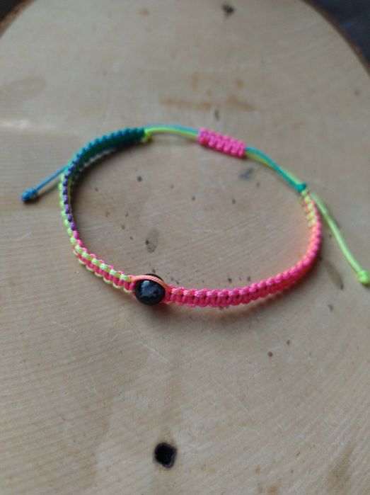 Bransoletka czarny turmalin z kryształem górskim