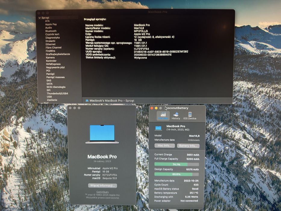 Macbok pro 14 M2 pro (12/19) 16Gb 1Tb - uszkodzona matryca