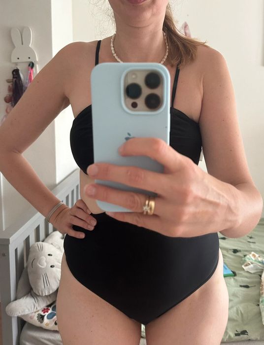 Lascana 36 S miseczka A/B czarny wycięty kostium jednoczęściowy