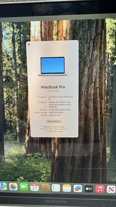 Apple Macbook Pro A1990 2018 2019 15’ 32gb 1tb Radeon Pro 560X 4gb
