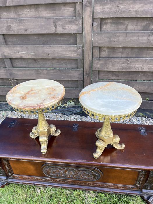 Вінтажний Столик підставка бронза онікс