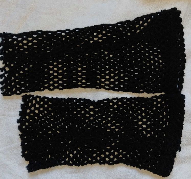 Czarne ażurowe rękawiczki mitenki kabaretki handmade wysyłka