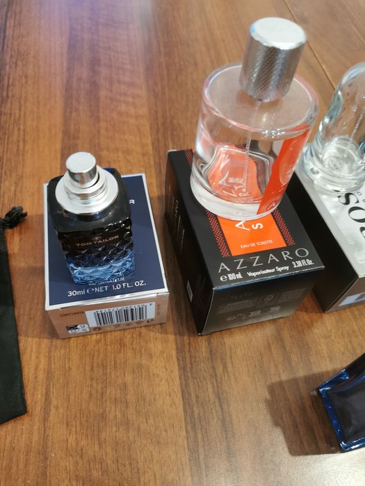 Butelki opakowania po perfumach męskich, wszystko Orginał. Komplet.