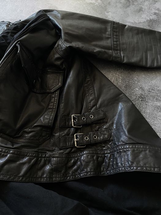 Винтажная кожаная куртка Gap чёрная мужская оригинал