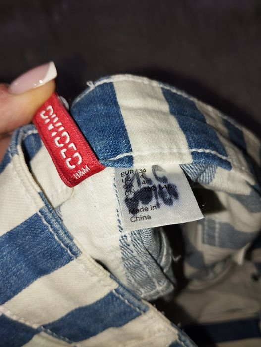 Spodenki H&M szorty jeans paski wysoki stan