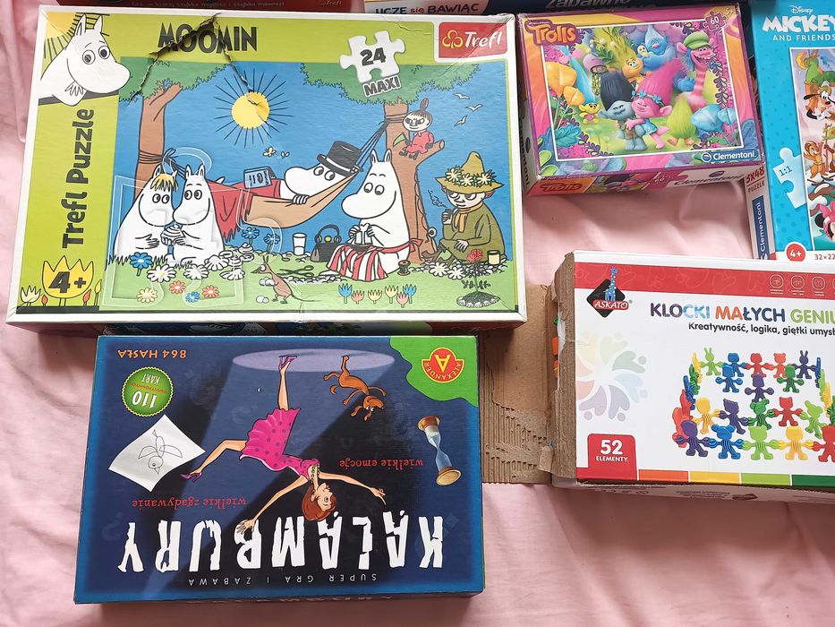 Zestaw puzzli, gier,, polecam, używane, ładne