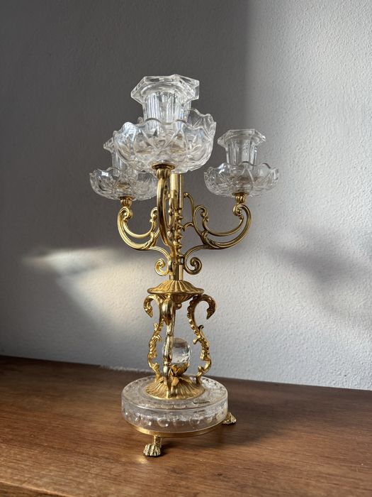 Candelabro CreArt Itália Cristal 24% Chumbo Cortado à Mão – 4 Velas