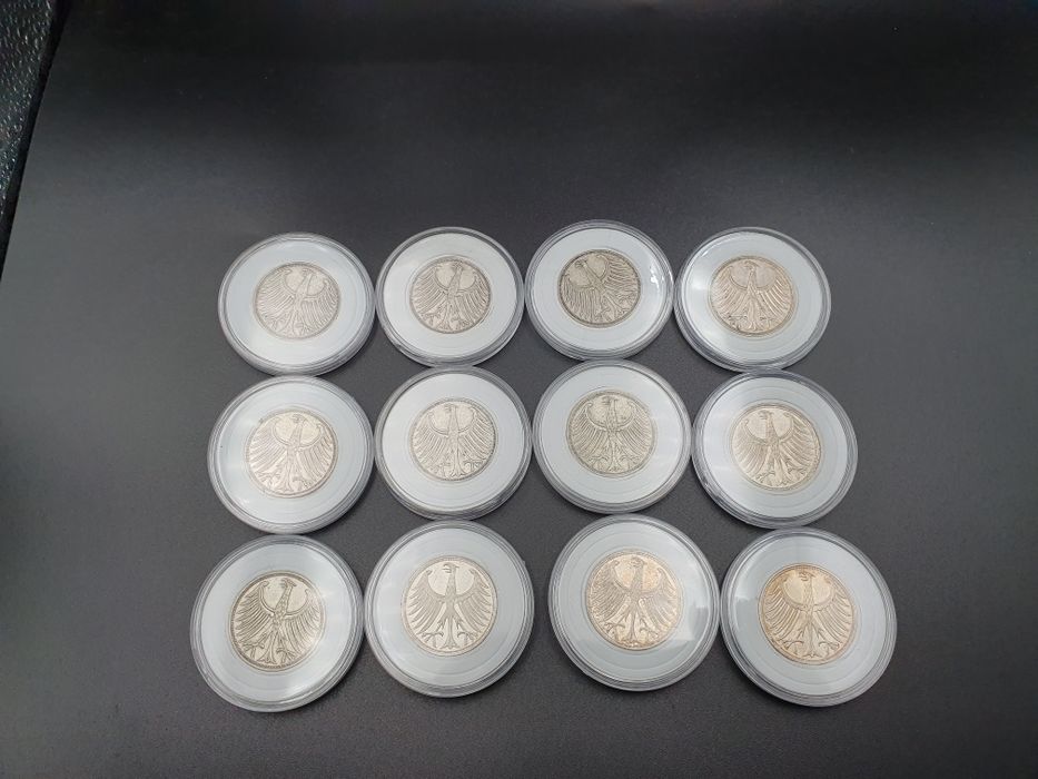 12szt monety srebro 5 mark marek niemcy deutschland kolekcja