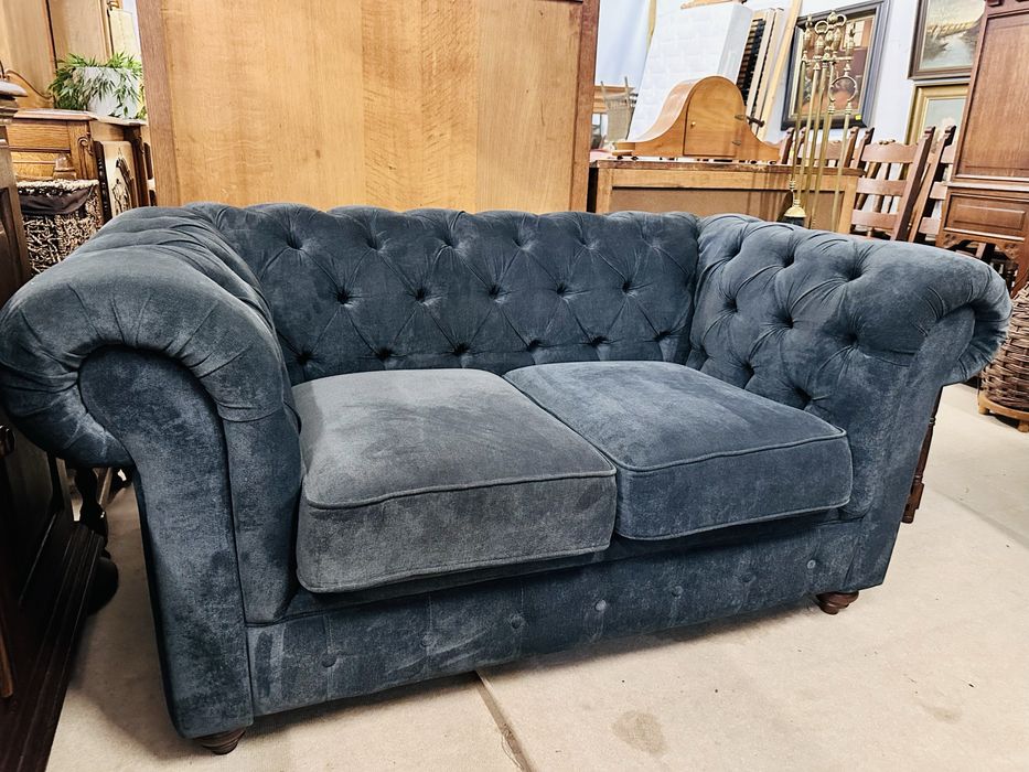 JAK NOWE :) 2 kanapy 2 osobowe chesterfield granat z grafitem  :)