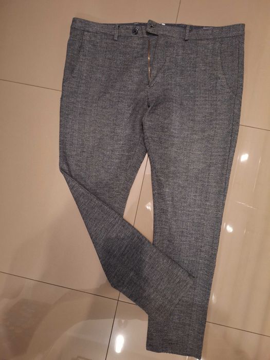 Spodnie męskie ciepłe ,szare w jodełkę