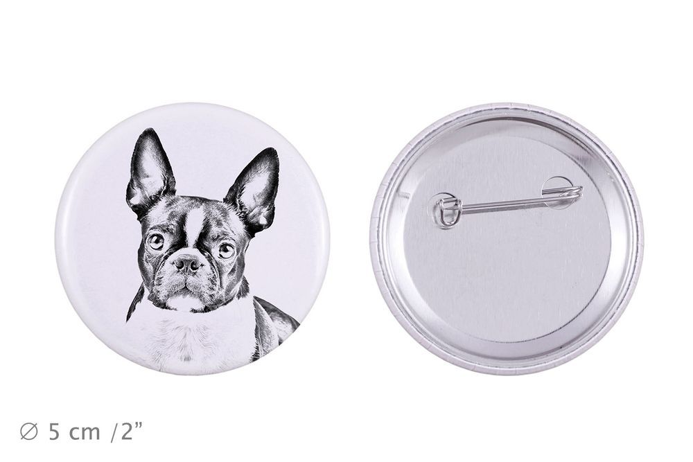 Boston Terrier przypinka z psem duża Art-Dog