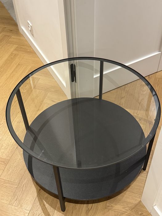 Stolik VITTSJO– IKEA czarny szklany metalowy