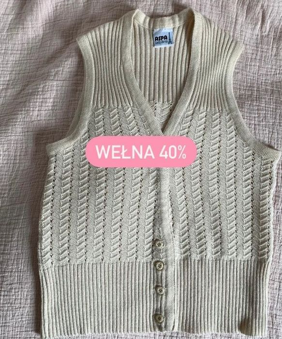 Kamizelka wełniana bezrękawnik z dodatkiem wełny