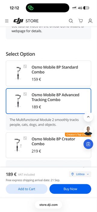 Dji Gimbal/Stabilizer Osmo Mobile 8P Advanced Tracking Combo