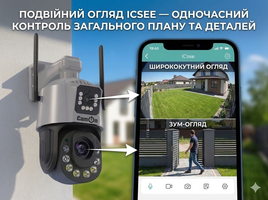 Камера з оптикою та нічним баченням до 120м. AI, 6Мп, ICsee, вай фай