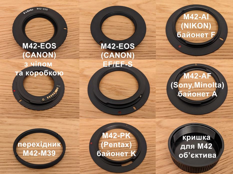 Адаптер перехідник кришка m42 м42 Canon Nikon Sony Minolta Pentax m39