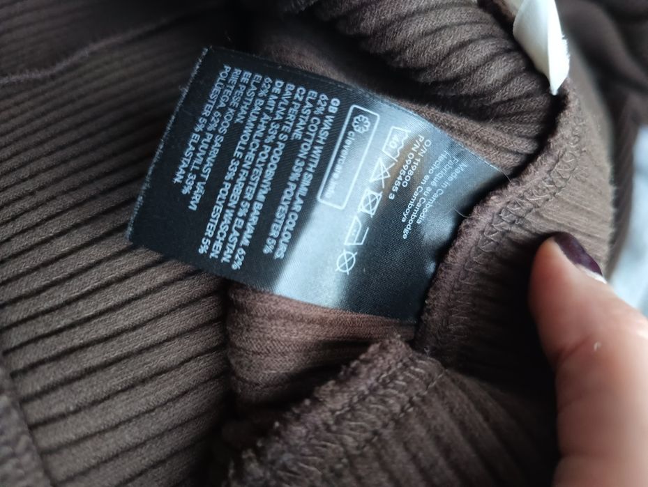 Spodnie brązowe, dzwony prążkowana brąz h&m S