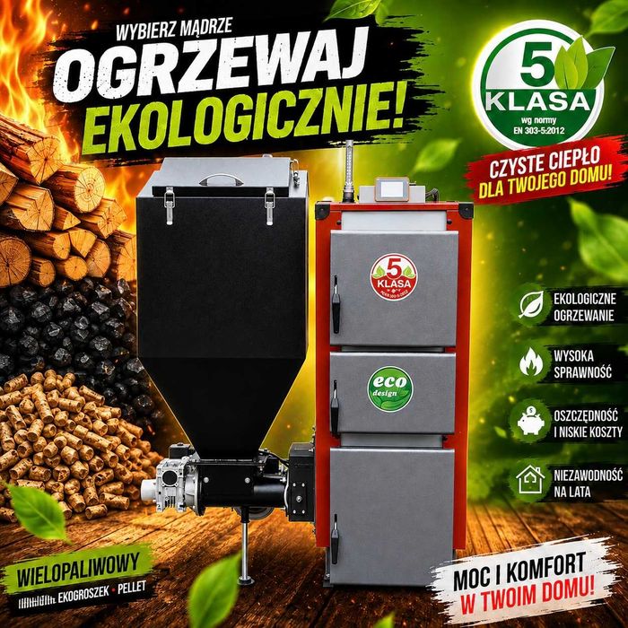 PELLET 5KLASA ekoGroszek! Kocioł Piec 30KW 240-300m2 dostawa 0zł!