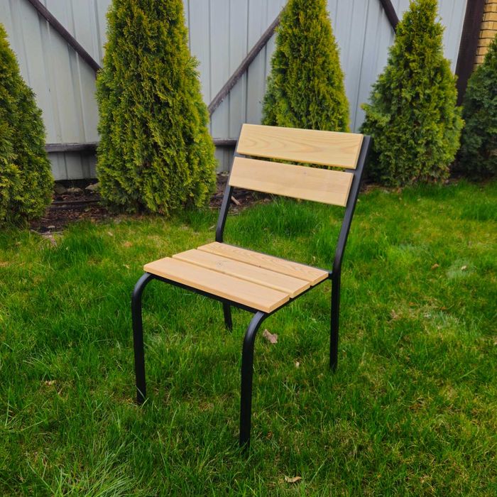 Стул садовый уличный в беседку для пикника ( металлический, с деревом)