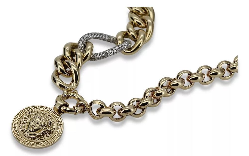 Złoty łańcuszek 14k 40cm-50cm zawieszka meduza cb025y&cfb010y&cpn053 K