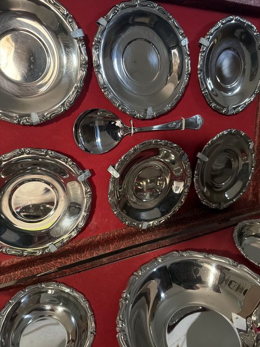 Conjunto antigo banhado a prata – completo com caixa