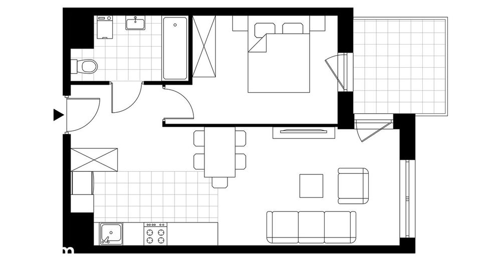 2-pokojowe mieszkanie 43m2 + loggia Bezpośrednio