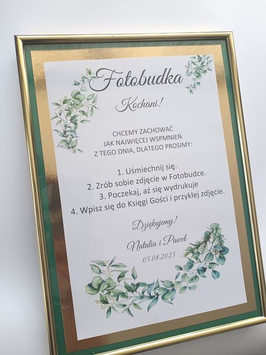 Karta do Fotobudki ramka wesele