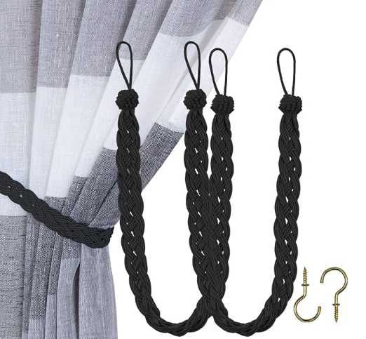 2 laços de cortinas trançados à mão - Home Queen