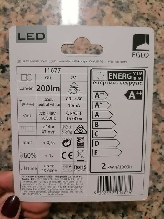 Lâmpadas led G9 Eglo