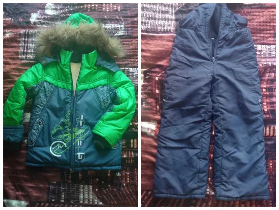 Зимові куртка + напівкомбінезон для хлопчика на 3-5 років