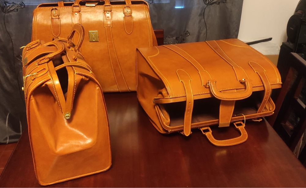 Conjunto de 3 malas em coro genuína