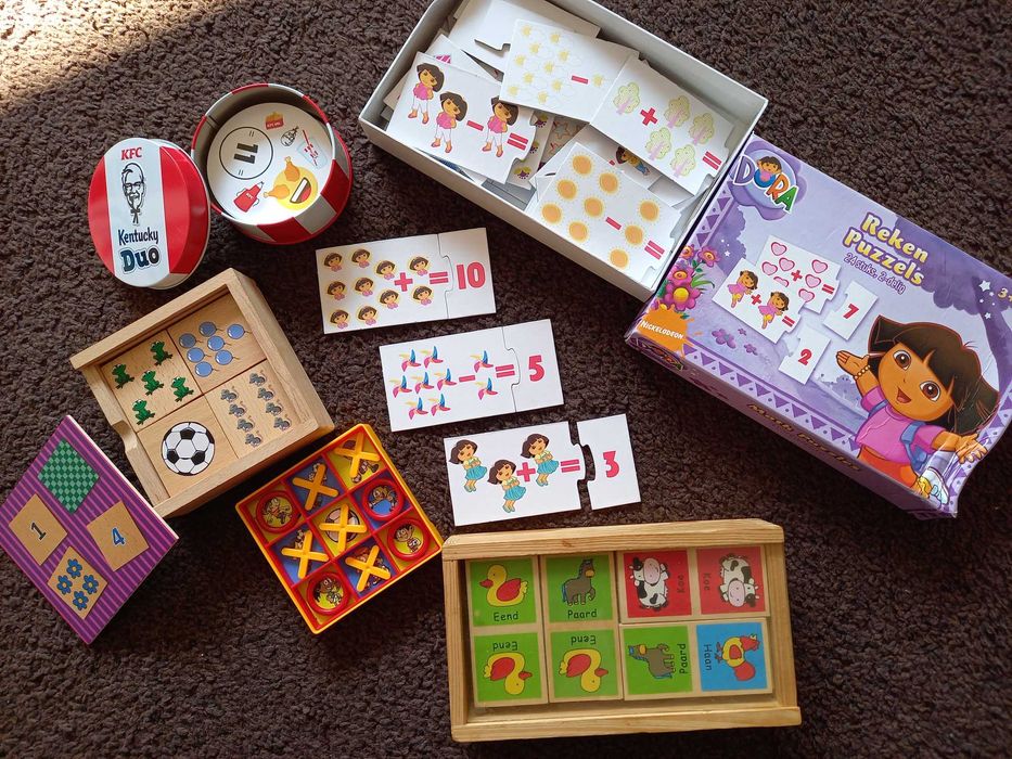 Duży zestaw zabawek memory domino Duo kółko i krzyżyk Dora liczenie
