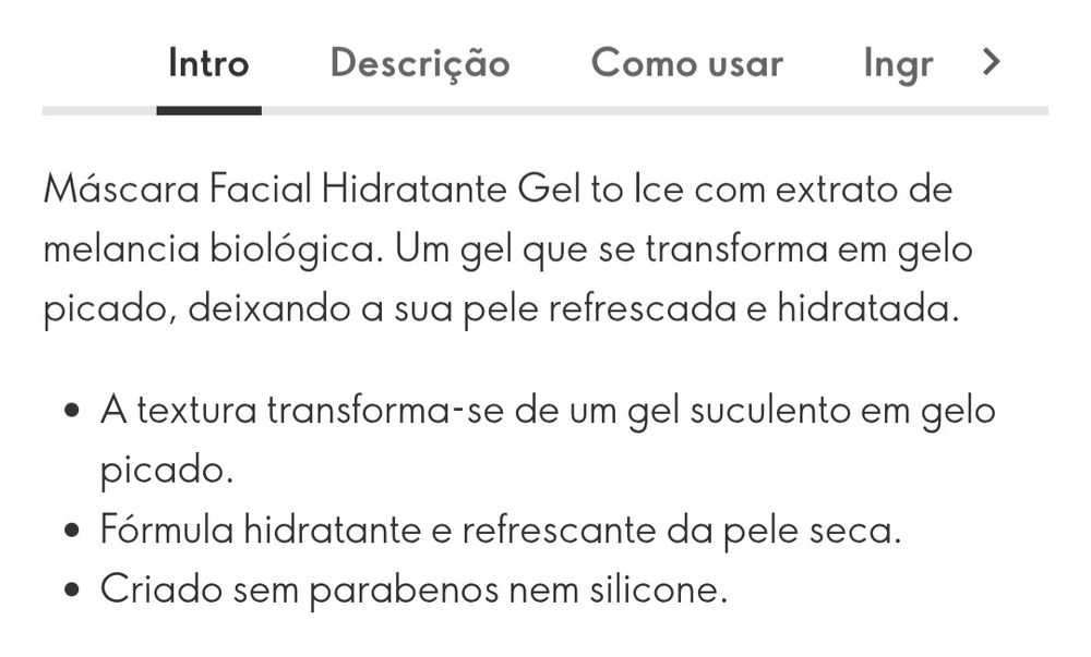 Máscara de Rosto Hidratante Gel to Ice com Melancia  10ml Oriflame