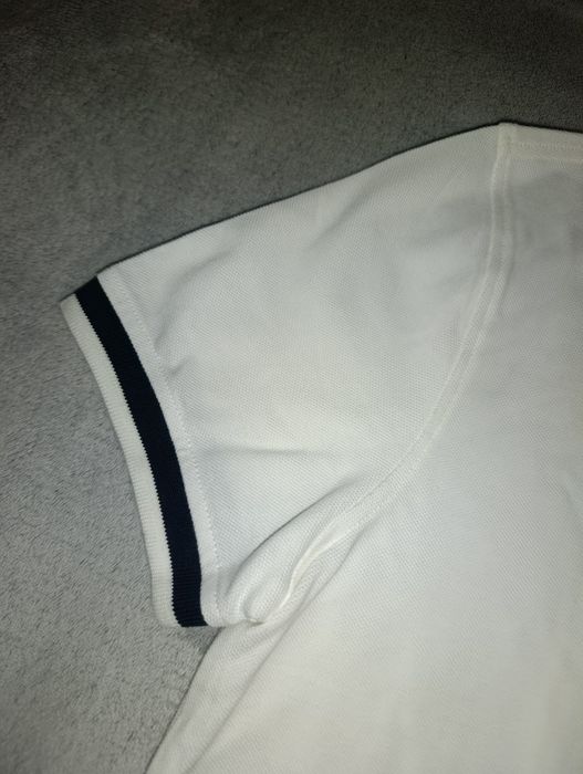 Nowa Koszulka Polo TOMMY HILFIGER Biała Granatowy Kołnierzyk r. S Custom Fit ORYGINAŁ