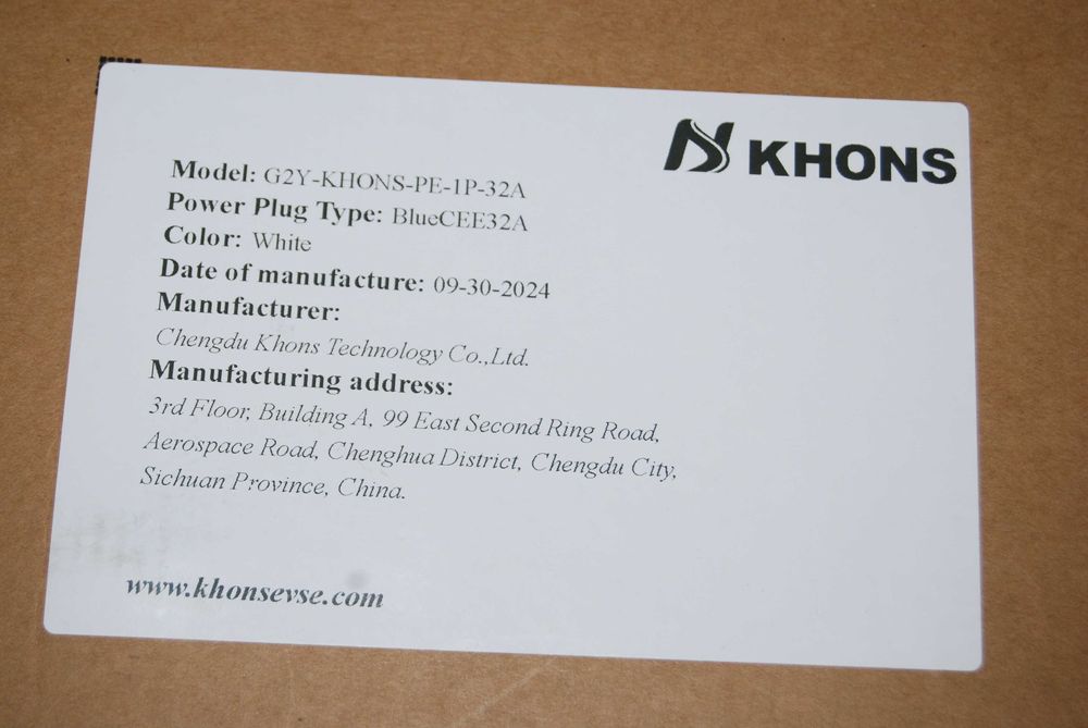 7 kW przenośna ładowarka EV jednofazowa Khons G2Y