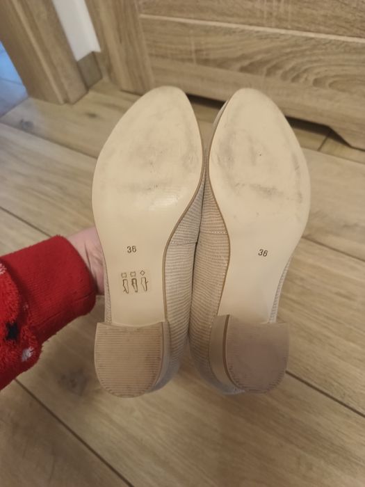 Damskie beżowo złote eleganckie damskie buty na obcasie w rozmiarze 36