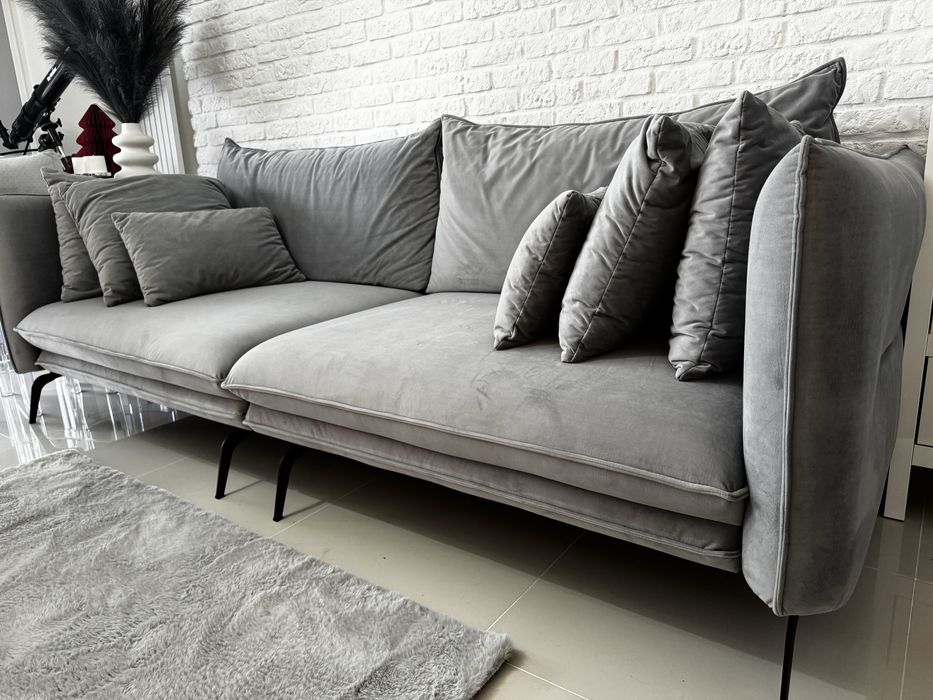 Kanapa sofa welur szara