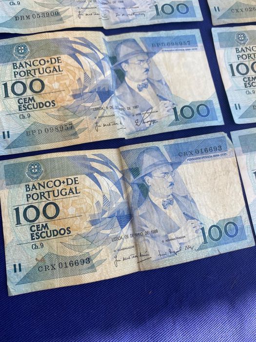 7 Notas de 100 escudos
