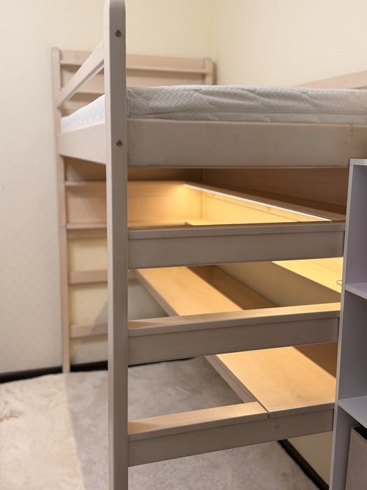 Ліжко-горище “Да Вінчі” 90×190 з робочою зоною | Масив | Стан як нове