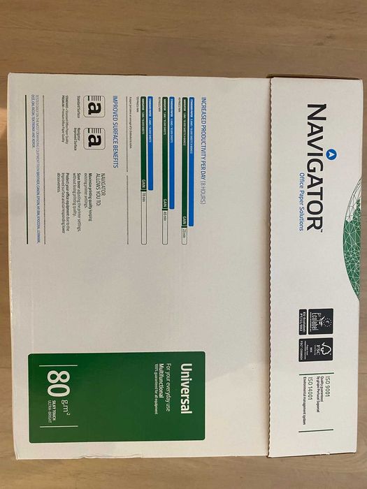 Caixa de 5 Resmas Papel A4 80gr Navigator